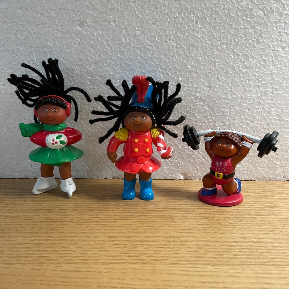 Cabbage Patch Posable Figures Lot of 3 African American Skater Majorette Weights